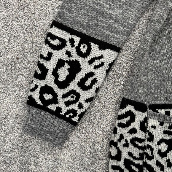 Allie & Rob Cardigan Sweater Womens Large Leopard Print Open Front Cozy Grandma - Picture 7 of 10